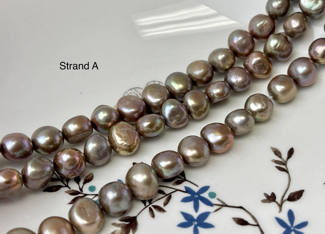 9-11 mm Grayish Brown or Champagne Color Freshwater Pearl Potato Nugget Beads Genuine Natural Nugget Pearls #P3196