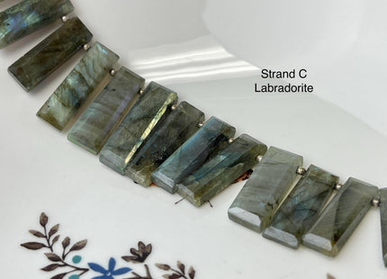 8-12 mm Faceted Rectange Prism Amazonite Green Onyx Labradorite Gemstone Beads Genuine Natural Mixed Gemstones 8 Inches Strand #4733