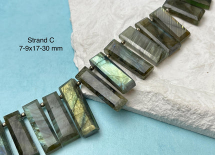 8-12 mm Faceted Rectange Prism Amazonite Green Onyx Labradorite Gemstone Beads Genuine Natural Mixed Gemstones 8 Inches Strand #4733