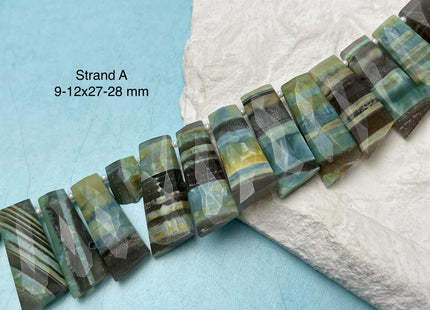 8-12 mm Faceted Rectange Prism Amazonite Green Onyx Labradorite Gemstone Beads Genuine Natural Mixed Gemstones 8 Inches Strand #4733