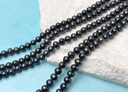 4.5-5 mm AAA Dark Blue Green Peacock Color Freshwater Pearl Bead Genuine Peacock Off Round Freshwater Pearls 86 Beads #P3245