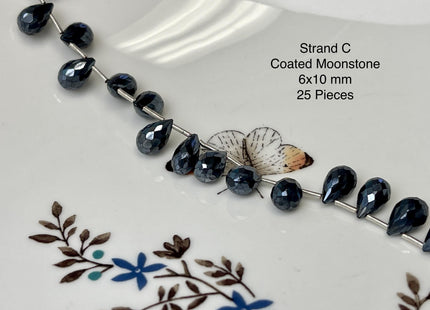 6x11 mm Faceted Smooth Briolette Amethyst Moonstone Carnelian Onyx Gemstone Beads Genuine Natural Mixed Gemstones 8 Inches Strand #4734