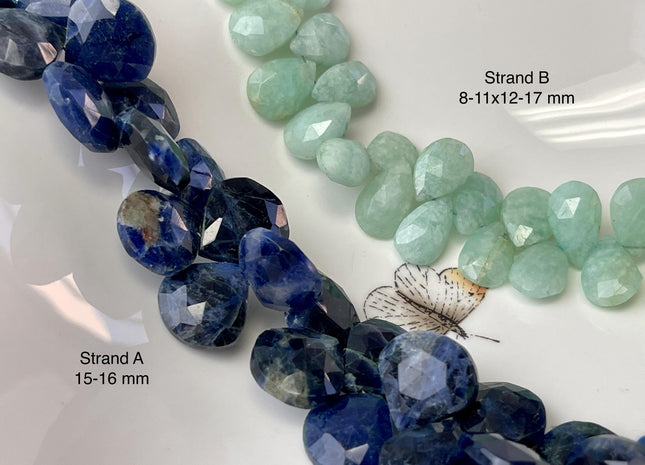 8-19 mm Faceted Flat Briolette Chip Amethyst Moonstone Lapis Amazonite Gemstone Beads Genuine Natural Mixed Gemstones 8 Inches Strand #4736