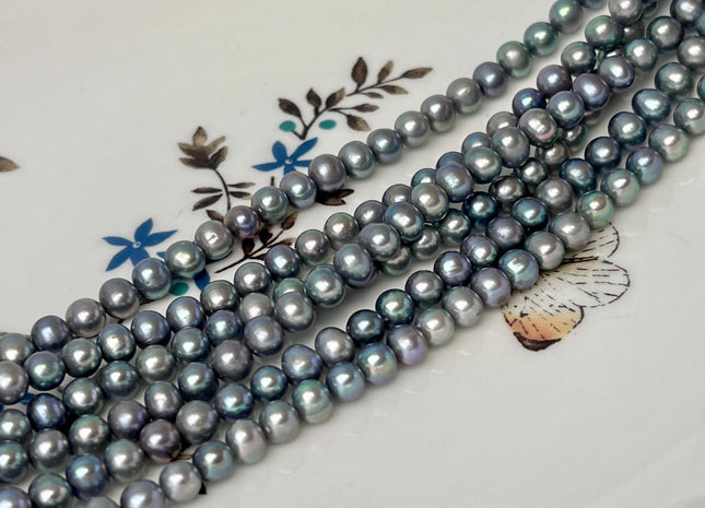 4.5-5 mm AAA Gray Peacock Color Freshwater Pearl Bead Genuine Peacock Off Round Freshwater Pearls 88 Beads #P3213