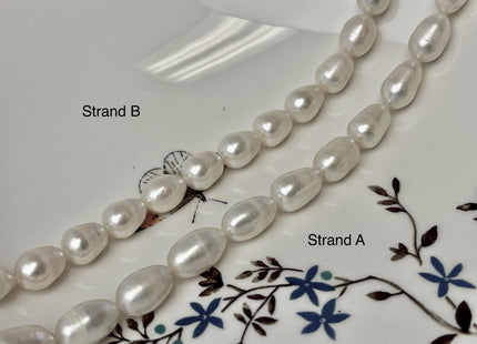 8-9x10-14 mm Natural White Freshwater Pearl Rice/Oval Shape Pearl Beads Genuine High Quality Freshwater Pearls #P3199