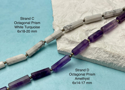 6-12 mm Mixed Prism Cube Shape Amazonite Moonstone Amethyst Quartz Gemstone Beads Genuine Natural Mixed Gemstones 8 Inches Strand #4737