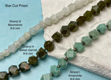 6-12 mm Mixed Prism Cube Shape Amazonite Moonstone Amethyst Quartz Gemstone Beads Genuine Natural Mixed Gemstones 8 Inches Strand #4737