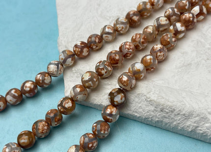 6 mm 8 mm 10 mm AAA DZI Tibetan Agate Faceted Round Multi Brown Color Football Agate Gemstone Loose Beads #2376