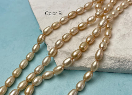 6x8-10 mm AAA Champagne Color Freshwater Pearls Long Rice/Oval Shape Pearl Beads Genuine High Quality Freshwater Pearls. #1680