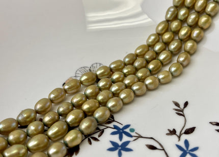 6.5-7x8-9 mm Yellow Sage Green Color Rice/Oval Freshwater Pearl Beads Genuine High Luster Freshwater Pearl #P3202