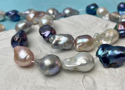 16x21-18x25mm AA Very Rare Mixed Peacock Gray Natural White Pink Freshwater Baroque Pearl Genuine Tear Drop Large Baroque Beads #P3214
