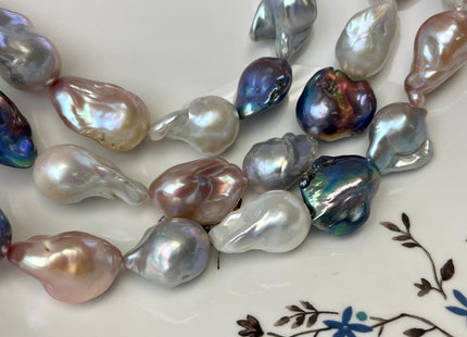 16x21-18x25mm AA Very Rare Mixed Peacock Gray Natural White Pink Freshwater Baroque Pearl Genuine Tear Drop Large Baroque Beads #P3214
