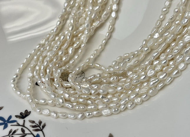 2.5-3x4 mm AA Natural White Rice Nugget Tiny Freshwater Seed Pearls Genuine Natural Rice Freshwater Pearl Beads #P3225