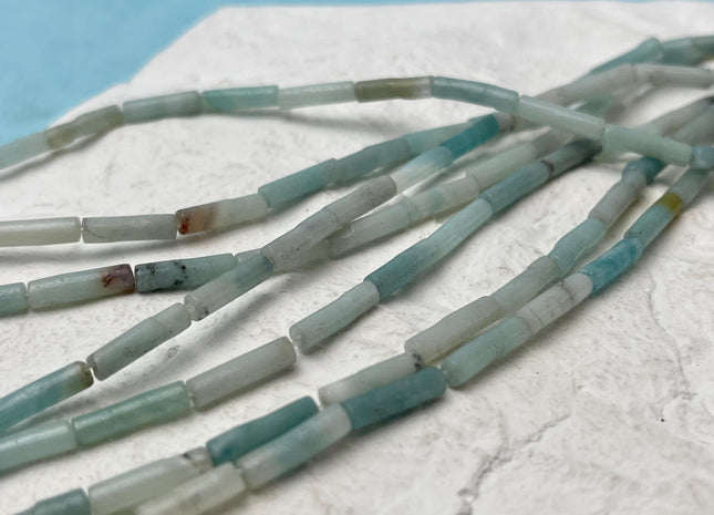3x7 mm Tube Shape Amazonite Gemstone Beads Genuine Blue Green Gemstones Loose Spacer Beads 15.5 Inches Strand #4726