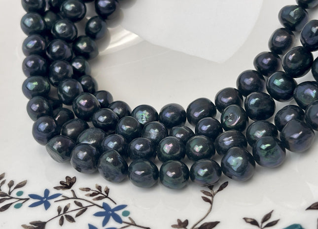 10-11 mm AA Dark Green Black Color Freshwater Pearl Potato Nugget Beads Genuine Natural Potato Nugget Pearls #P3215