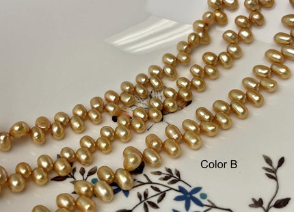 4-5x6-7mm AA Top Drilled Champagne Brown Color Rice/Oval Freshwater Pearl Beads Genuine High Luster Dancing Freshwater Pearls #P3216