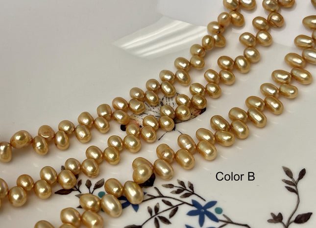 4-5x6-7mm AA Top Drilled Champagne Brown Color Rice/Oval Freshwater Pearl Beads Genuine High Luster Dancing Freshwater Pearls #P3216