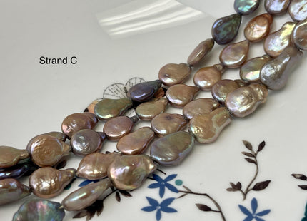 10-11x12-20 mm Grayish Brown Champagne Color Teardrop Coin Freshwater Pearl Beads Genuine High Luster Freshwater Pearl Beads #P3217