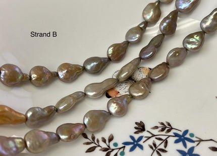 10-11x12-20 mm Grayish Brown Champagne Color Teardrop Coin Freshwater Pearl Beads Genuine High Luster Freshwater Pearl Beads #P3217
