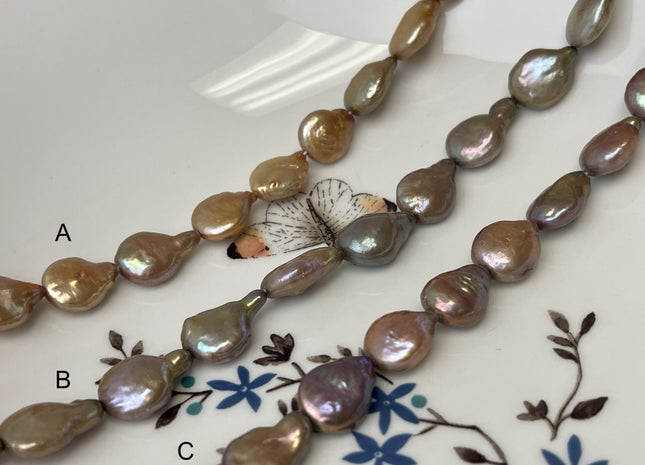 10-11x12-20 mm Grayish Brown Champagne Color Teardrop Coin Freshwater Pearl Beads Genuine High Luster Freshwater Pearl Beads #P3217