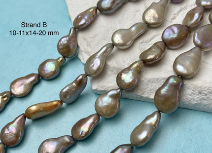 10-11x12-20 mm Grayish Brown Champagne Color Teardrop Coin Freshwater Pearl Beads Genuine High Luster Freshwater Pearl Beads #P3217