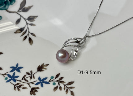 One-Of-A-Kind 9 mm AAAA Very Rare Natural White Purple Mauve Peacock Black Genuine Edison Round Pearl Pendant Vermeil Gold Jewelry #PD0001