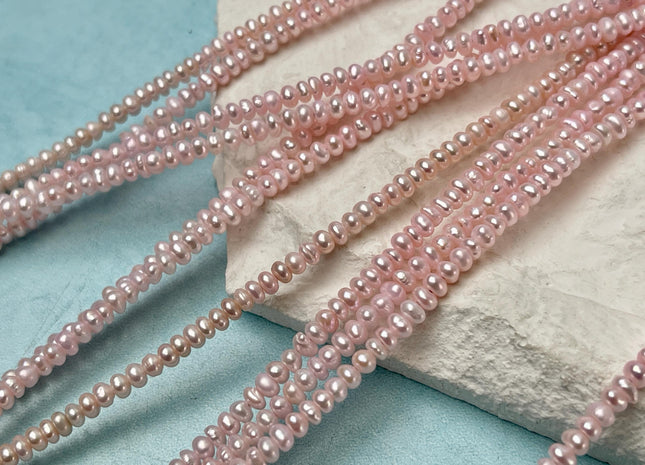 2x3 mm Baby Pink Tiny Freshwater Potato Button Pearls Genuine Freshwater Seed Soft Pink Color Pearl Beads #P1049