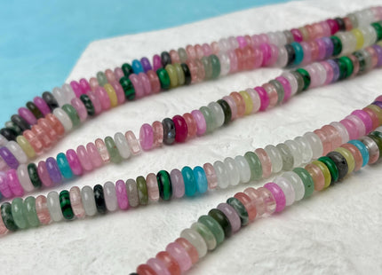 2x6 mm Smooth Rondelle Mixed Pink Green Gade Jasper Malachite Gemstone Beads 15.5 Inches Strand #4747