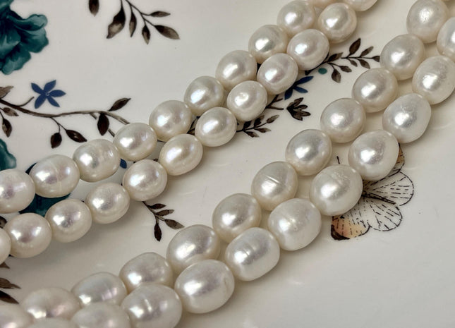 10-11x13 mm AA Natural White Freshwater Pearl Beads Rice/Oval Shape Genuine Large Size Cultured Freshwater Pearls #P3227