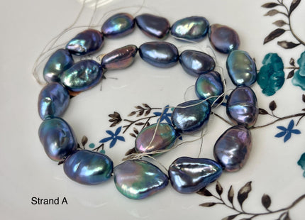11-13x17-20mm AA High Luster Dark Rainbow Peacock Color Long Keshi Freshwater Pearl Beads Genuine Peacock Natural Keshi Nugget Pearls #P3224