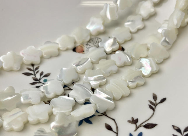 6mm 8mm 10mm 12mm Sakura Cherry Blossom Flower Shape Natural Mother of Pearl Gemstone Beads MOP Gemstones Beads 15.5 Inches Strand #4728