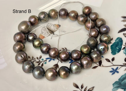 12-15 mm Green Copper Brown Baroque / Edison Freshwater Pearl Beads Genuine Freshwater Round Edison Pearl #P3228