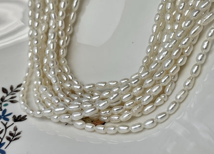 3-3.5x5-6 mm Natural White Rice/Oval Freshwater Pearl Genuine Natural Freshwater Pearl High Luster Small Seed Pearl Beads #P3229
