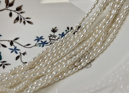 3-3.5x5-6 mm Natural White Rice/Oval Freshwater Pearl Genuine Natural Freshwater Pearl High Luster Small Seed Pearl Beads #P3229