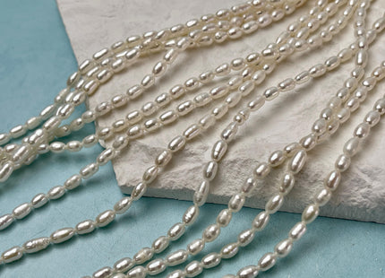 3-3.5x5-6 mm Natural White Rice/Oval Freshwater Pearl Genuine Natural Freshwater Pearl High Luster Small Seed Pearl Beads #P3229