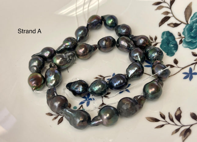 10-12 mm Dark Peacock Baroque Freshwater Pearl Beads Genuine Peacock Color Baroque Freshwater Pearl Beads #P3218