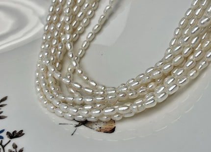 3x4-5 mm Natural White Rice/Oval Freshwater Pearl Genuine Natural Freshwater Pearl High Luster Small Seed Pearl Beads #P3230
