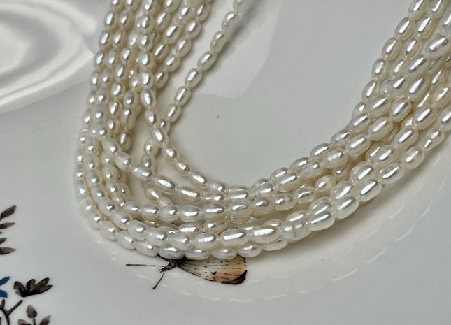 3x4-5 mm Natural White Rice/Oval Freshwater Pearl Genuine Natural Freshwater Pearl High Luster Small Seed Pearl Beads #P3230