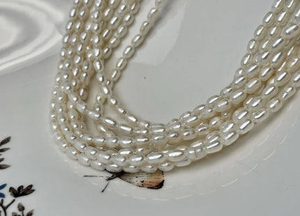 3x4-5 mm Natural White Rice/Oval Freshwater Pearl Genuine Natural Freshwater Pearl High Luster Small Seed Pearl Beads #P3230