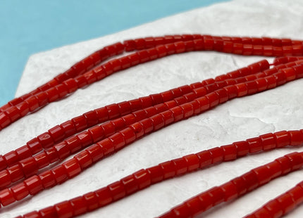 3x3.5 mm Dark Red Bamboo Coral Heishi Rondelle Disc Shape Red Bamboo Coral Gemstones Loose Beads 16 Inches Strand #3569