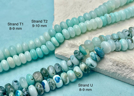 7-11 mm Smooth Rondelle Mixed Blue Pink Purple Brown Green Color Opal Gemstone Beads Genuine Natural Mixed Gemstones 8 Inches Strand #4729