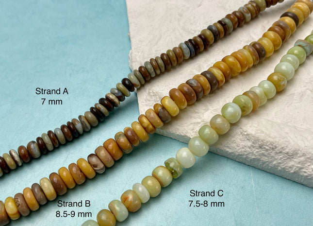 7-11 mm Smooth Rondelle Mixed Blue Pink Purple Brown Green Color Opal Gemstone Beads Genuine Natural Mixed Gemstones 8 Inches Strand #4729