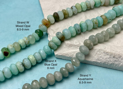 7-12 mm Faceted Rondelle Opal Jasper Quartz Amazonite Aquamarine Emerald Gemstone Beads Genuine Natural Mixed Gemstones 8 Inch Strand #4731