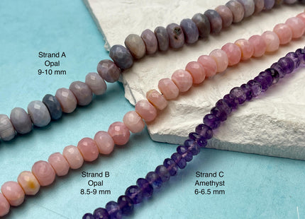 7-12 mm Faceted Rondelle Opal Jasper Quartz Amazonite Aquamarine Emerald Gemstone Beads Genuine Natural Mixed Gemstones 8 Inch Strand #4731