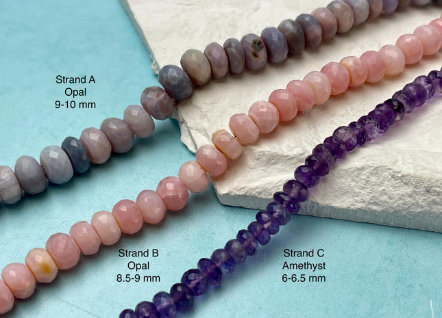 7-12 mm Faceted Rondelle Opal Jasper Quartz Amazonite Aquamarine Emerald Gemstone Beads Genuine Natural Mixed Gemstones 8 Inch Strand #4731