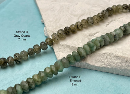 7-12 mm Faceted Rondelle Opal Jasper Quartz Amazonite Aquamarine Emerald Gemstone Beads Genuine Natural Mixed Gemstones 8 Inch Strand #4731
