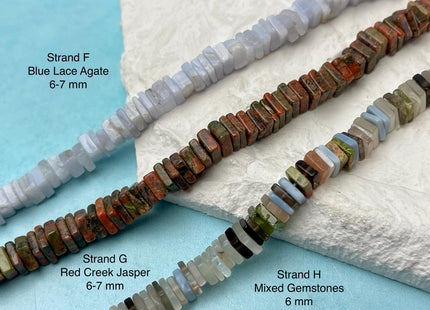 8-10 mm Flat Square Heishi Shape Onyx Amethyst Amazonite Agate Gemstone Beads Genuine Natural Mixed Gemstones 8 Inches Strand #4741