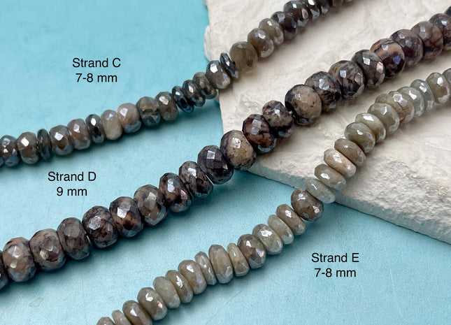 7-17 mm Faceted Rondelle Multi Color Coated Moonstone Gemstone Beads Genuine Natural Mixed Gemstones 8 Inches Strand #4732