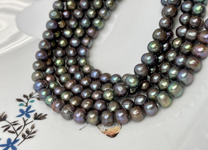 6.5-7 mm AA Green Peacock Color Potato Freshwater Pearl Beads Genuine Quality Peacock Green Color Freshwater Pearls #P3237