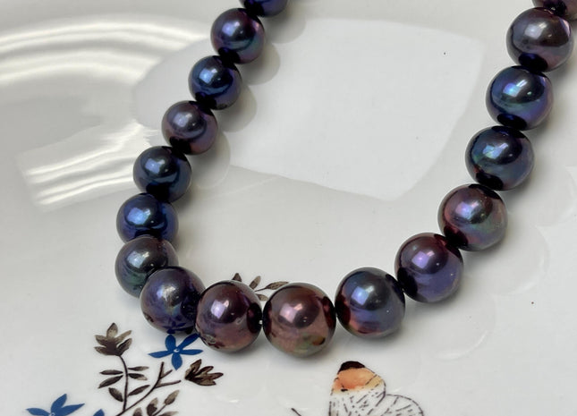 11-13 mm AAA Purplish Peacock Round Freshwater Pearl Beads Genuine Top Quality Peacock Round Freshwater Pearl 36 Beads #P3236